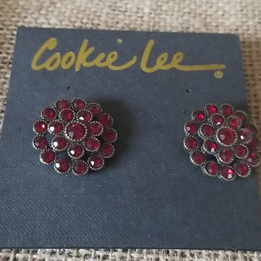 Cookie Lee red crystal earrings